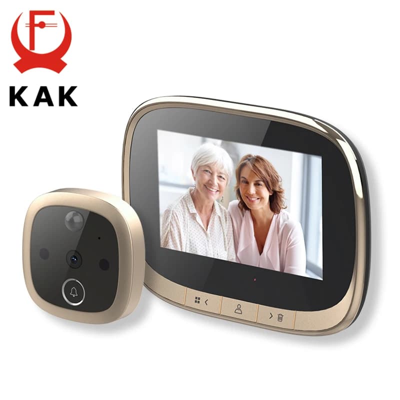 KAK 4.3 Pollici Elettronico Del Visore Del Portello di Bell Porta Notturna di IR Della Macchina Fotografica Fotografica di Video Registrazione Digitale Porta Macchina Fotografica Intelligente Peephole Del Campanello