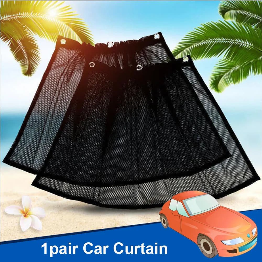 Car Sun Shade Auto Side Window UV Protection Net Mesh Curtain Sunshade Sunscreen Block Curtain Suction Cup Anti-mosquito