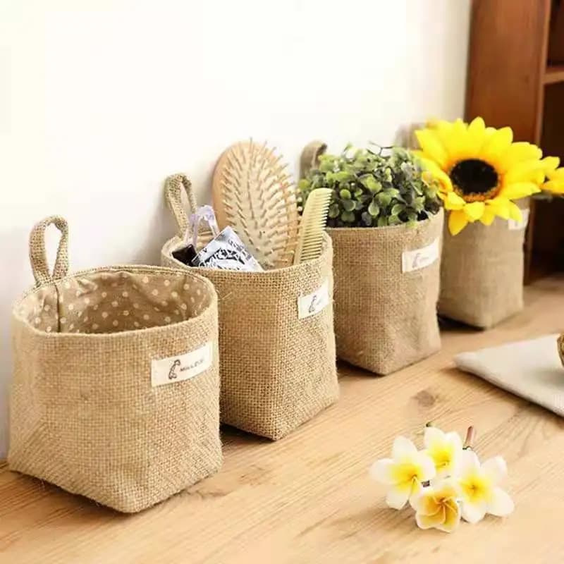 Borsa portaoggetti da appendere dietro la porta Organizer tasca in lino utilizzata per cosmetici cartoleria armadio vaso da fiori cestino decorativo