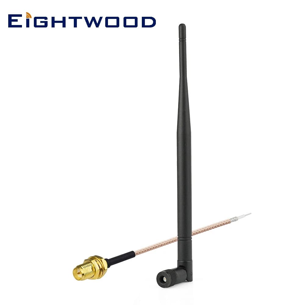 Antenna GSM Eightwood 868MHz con cavo pigtail RP-SMA Maschio + RP-SMA Femmina RG178 15cm per GSM Wireless Wifi Homematic CCU2 CC1101