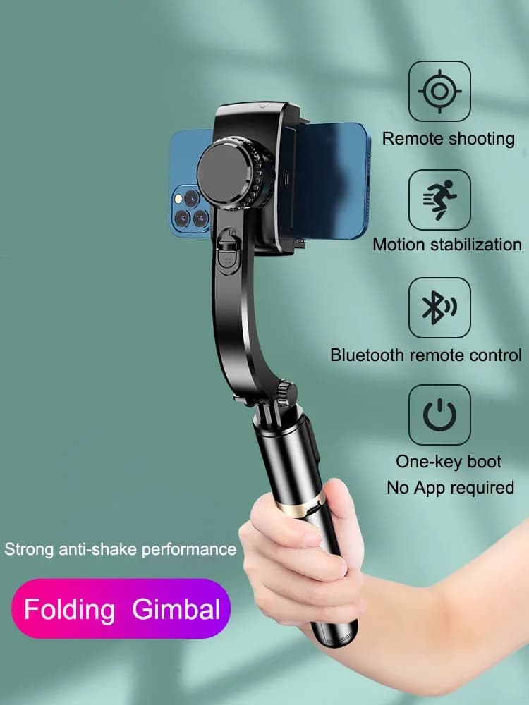 Stabilizzatore portatile Bluetooth per smartphone Gimbal portatile con treppiede Selfie Stick Gimbal pieghevole per smartphone Xiaomi iPhone