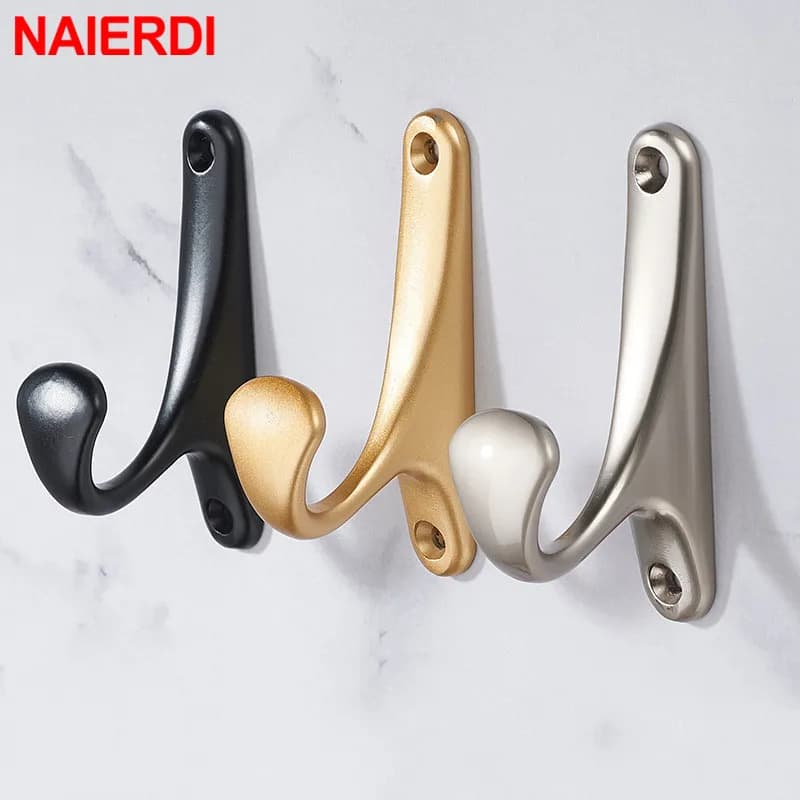 NAIERDI In Zinco Alloy Simple Dresses Bathroom Towel Hook Wall Clothes Kitchen Hook Bedroom Key Hat Bag Holder Hanger Rack