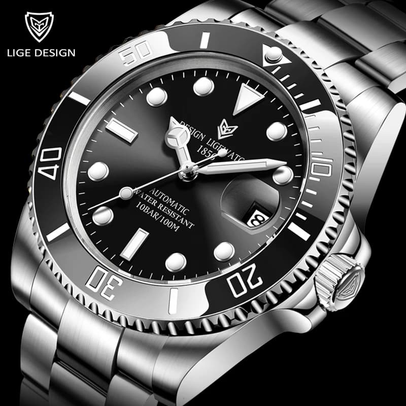 2024 LIGE Men's Watch Mechanic Automatic Tourbillon Watch Fashion Military Men's Watch Stainless Steel 100ATM Waterproof Watches
