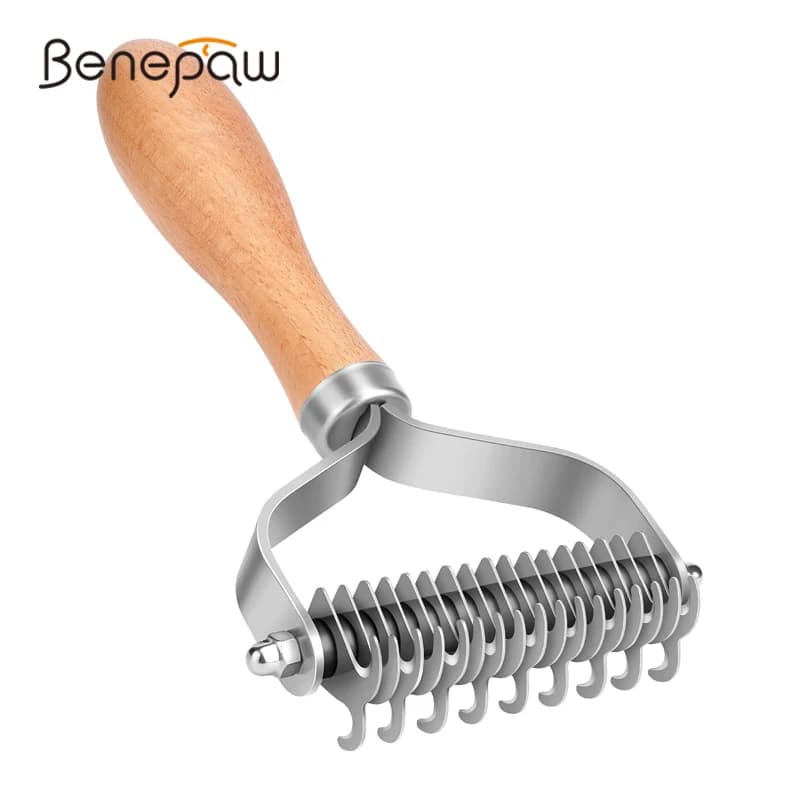 Benepaw 2 lati Undercoat rastrello Pet Dog Brush Grooming sicuro manico confortevole pettine Dematting per la rimozione di grovigli di capelli opachi