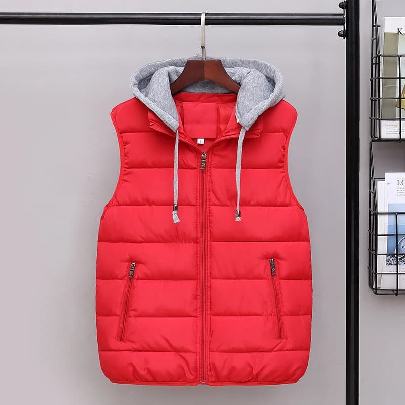 Gilet da uomo con cappuccio piumino invernale Casual solido giacca senza maniche da uomo spesso gilet caldo soprabito cappello staccabile