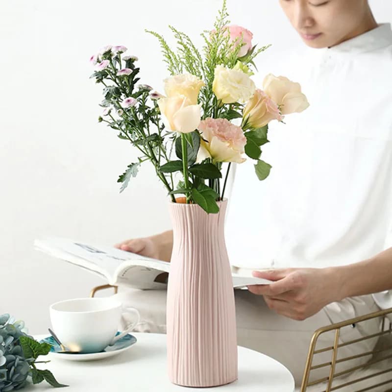 1pc vaso di plastica decorazione della casa bianco imitazione vaso di fiori in ceramica piante cesto tavolo da pranzo decorativo per matrimonio nordico camera da letto