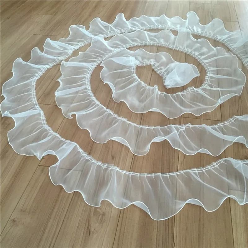Nuovo 13 CENTIMETRI Bianco E Nero di Tulle Ruffle Trim Collare Nastro di Pizzo Applique 3d Per Il Vestito Da Sposa Vestiti Da Cucire Guipure fringe Decor