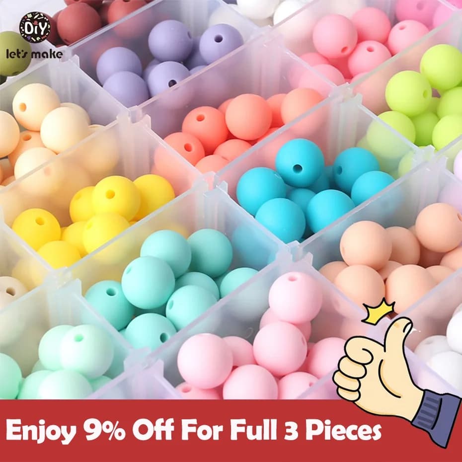 Perline in silicone 12mm 100pc Silicone Perline per dentizione per bambini Food Grade Allattamento da masticare Rotondo Massaggiagengive Perline in silicone Massaggiagengive per bambini