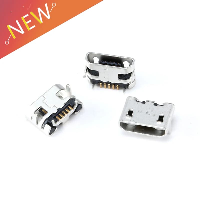 10 pz/lotto tipo B coda del telefono connettore di caricamento jack USB presa femmina 4.85 corno connettore Micro USB 5P DIP MUD PIATTO