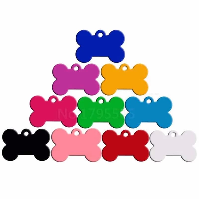 Tag identificativi per cani personalizzati da 100 pezzi Tag per animali domestici personalizzato in alluminio per gatti Tag per gatti inciso Ciondolo per collare per cani in osso