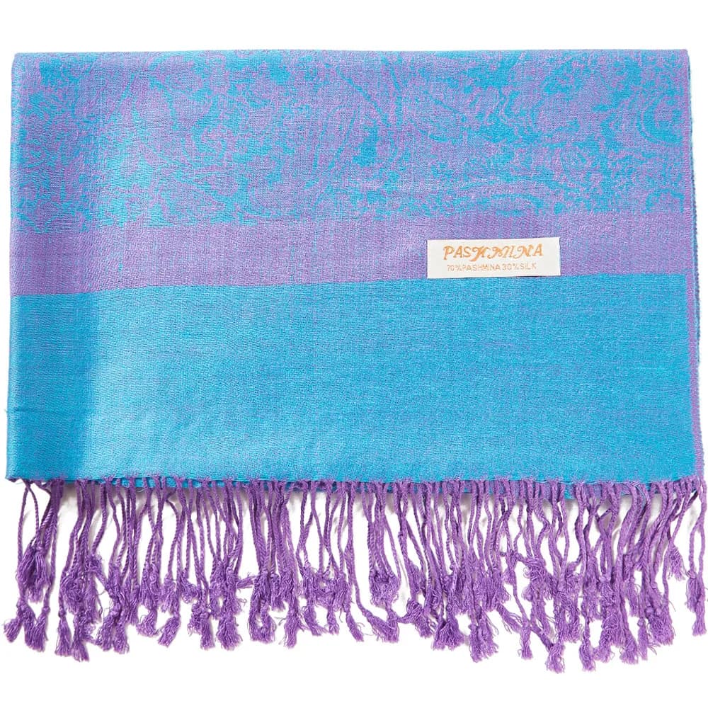 Paisley Pashmina Scialle di seta Sciarpa di ordito jacquard Sciarpe di cashmere Primavera Autunno Inverno Lungo 2 toni Morbido Grande Blu Viola
