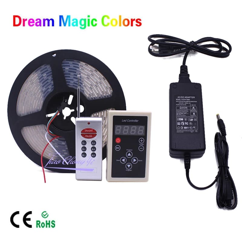 DC12V 5M inseguimento Dream Magic Color RGB 5050 WS2811 IC LED Strip Light WS2811 telecomando RF 12V 5A LED Power