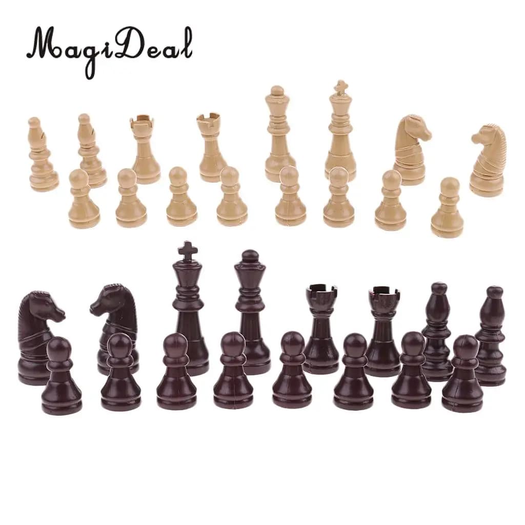 MagiDeal 16 Pezzi di Ricambio Pezzi Degli Scacchi di Plastica/Chessman Set beige Regalo Di Compleanno Rifornimenti Del Partito Internazionale di Scacchi Set
