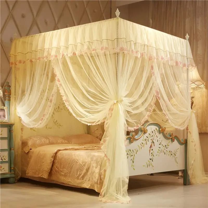 4 poster angoli baldacchino letto principessa regina 150 * 200 mm zanzariera letto tenda pavimento-lunghezza tenda # 5O