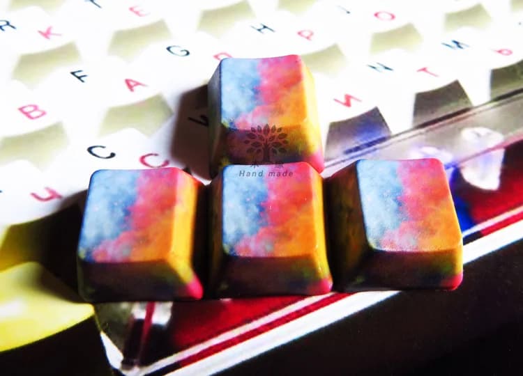 4 pz/set Van Gogh Color Dye Sublimazione Chiave Cap Addensato PBT Tastiera Meccanica Keycap Direzione Chiave WASD F Area Keycaps OEM