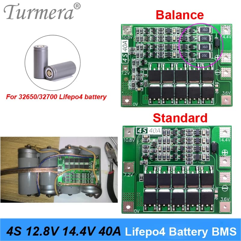 4 S 40A 12.8 V 14.4 V 32650 32700 LiFePO4 BMS bordo di protezione della batteria al litio ferro con equalizzazione inizio trapano standard di Equilibrio