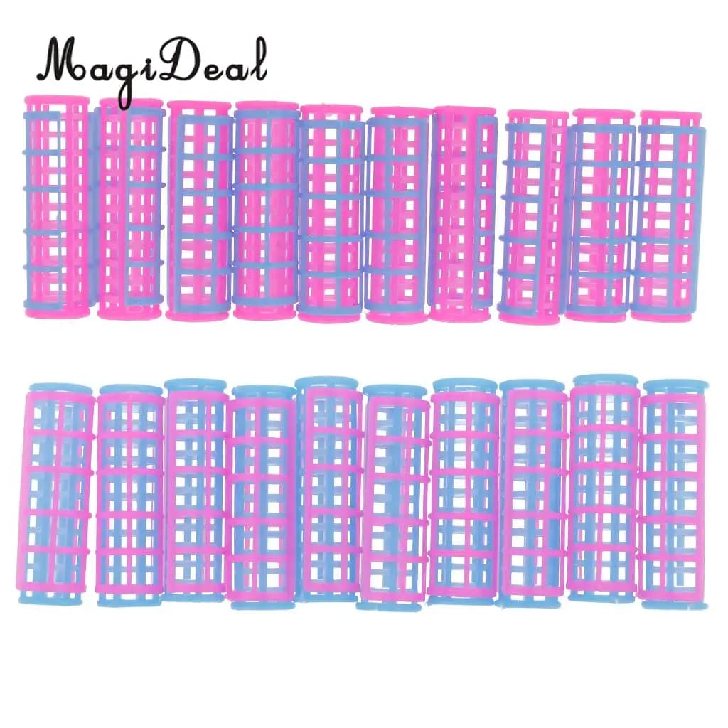 MagiDeal 10 pieces plastic hair curlers for dolls Barbie accessories for makeup home decoration of dolls gift for girl 2 colors