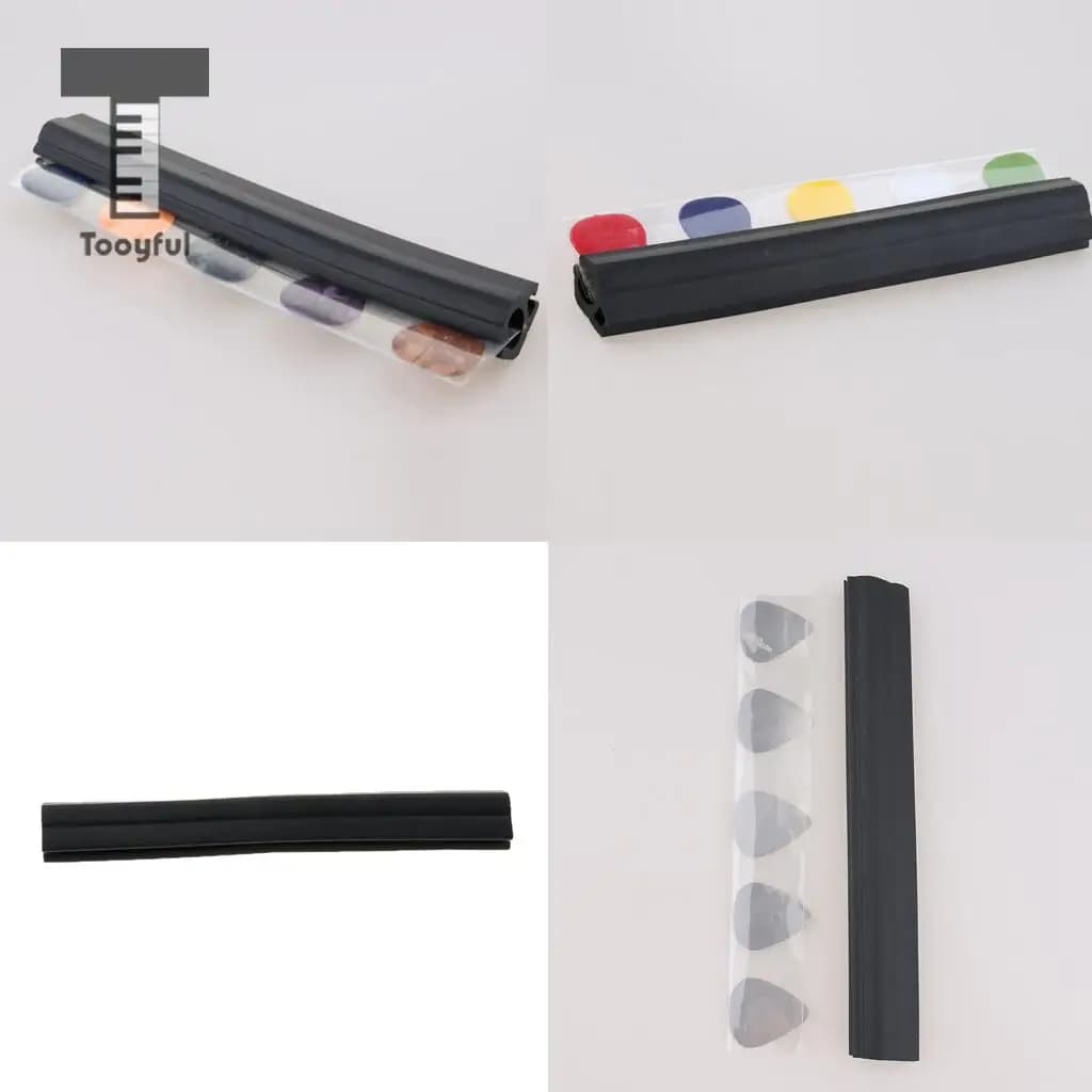Tooyful 1 Set di Gomma Nera Del Basamento Del Microfono Chitarra Pick Supporto Del Morsetto Della Clip con 5Pcs Finger Picks Plettri