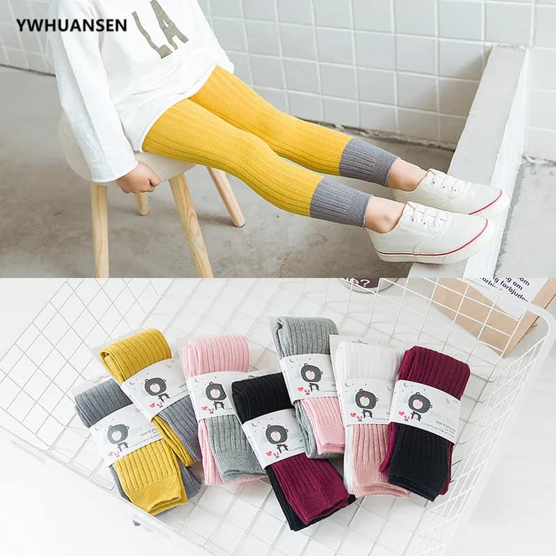 Leggings in cotone patchwork a doppio ago per ragazze Leggings primavera autunno per bambini Legging Infantil alla moda