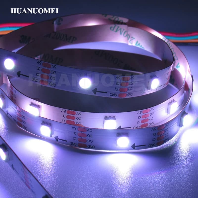 1M 30LEDs/m SK9822 LED Strip Pixel TV Light,30Pixels/m 5050 SMD RGB LED TV Tape Lights,DC5V input,White PCB,Non-waterproof IP20