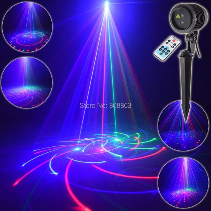 ESHINY Proiettore Laser RGB da Esterno per Giardino, 32 Grandi Motivi, Luce Decorativa per Feste, Natale, Casa, Parete, Negozio, Albero T74D3