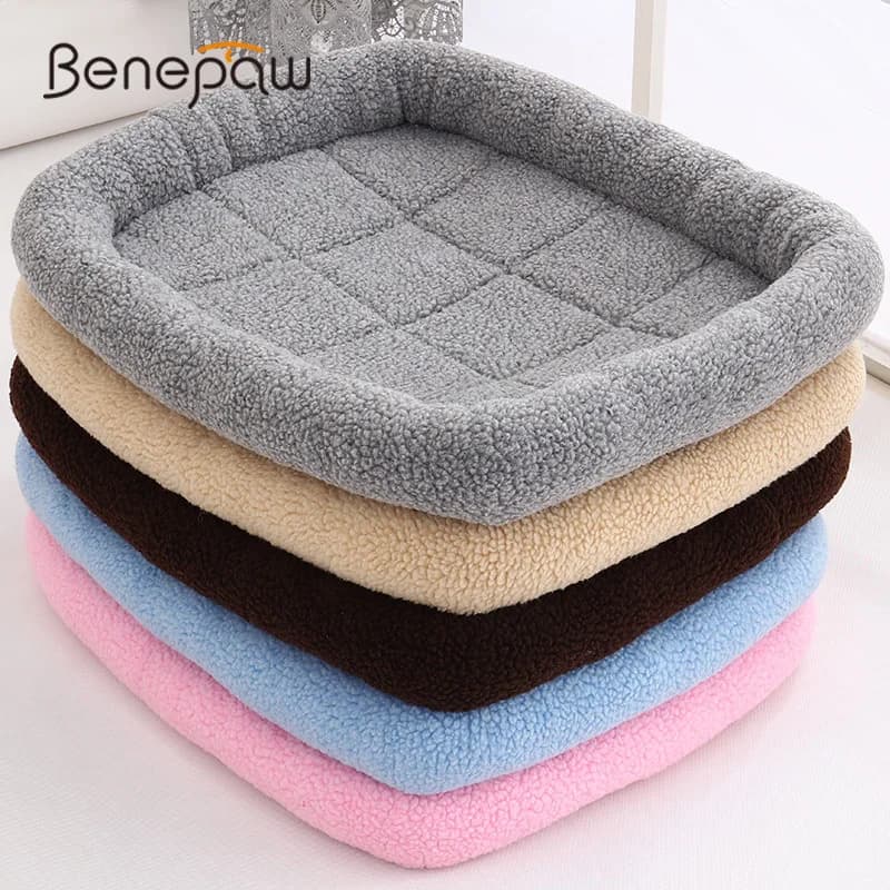 Benepaw Morbido Caldo Zerbino Cane 5 Colori Durevole Lana di Agnello Dormire Cane Pet Zerbino Vendita Calda Cucciolo Letto Rosa/Beige/Blu/Grigio/Marrone