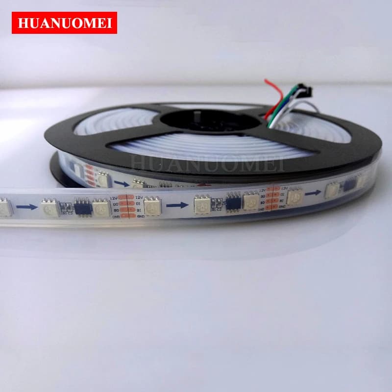 DC12V 60 LED/m TM1934 Pixel RGB LED Strip 5050 SMD indirizzabile Nastro flessibile Neon Corda Lampada TV digitale, PCB bianco, Impermeabile IP67