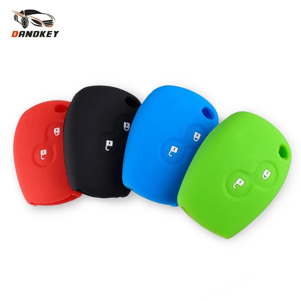 KEYYOU Custodia in silicone per chiave con 2 pulsanti in gomma per Renault Clio Scenic Megane Duster Sandero Captur Twingo Modus Chiave remota per auto