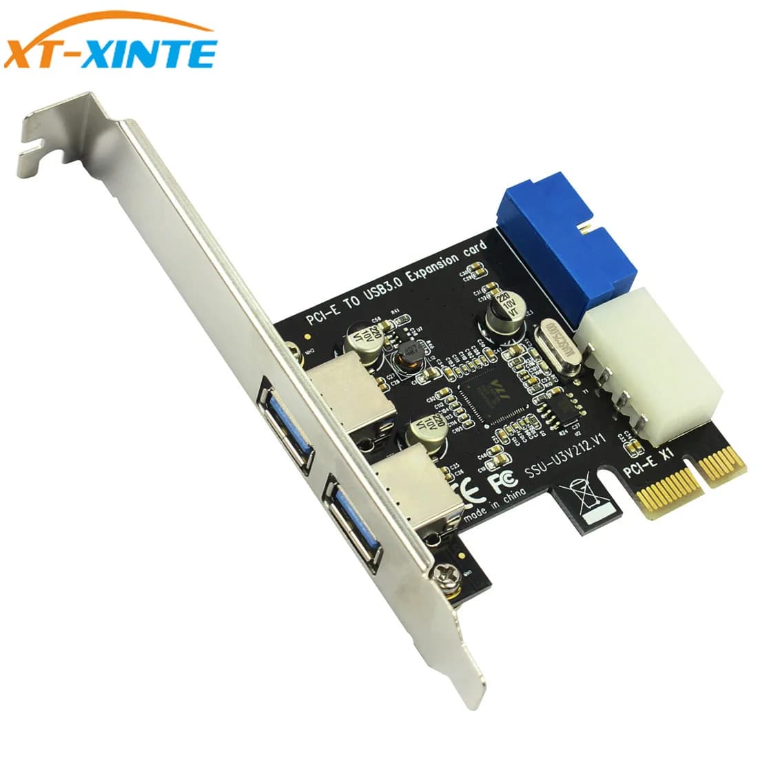 Adattatore USB 3 PCIE 2 porte da USB a PCIE x1 Pannello frontale Adattatore scheda controller hub PCI Express USB 3.0 da 20 pin Scheda di espansione PCI-e