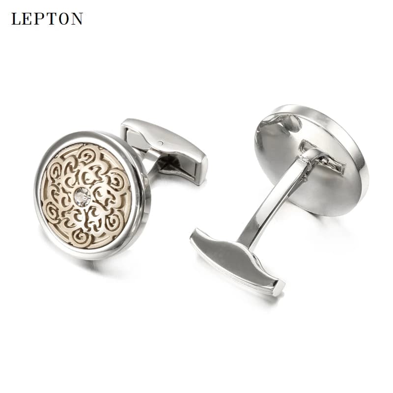 Mens Business Silver Color Totem Cufflinks Lepton Fashion Round Beautiful Totem Cuff links For Men Shirt Cuffs Cufflinks gemelos
