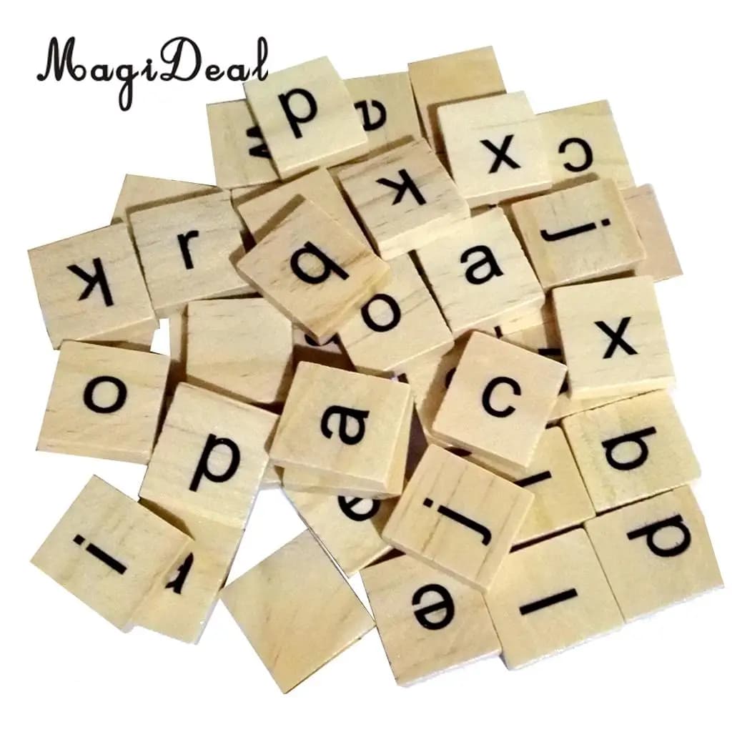 100 pz/pacco Puzzle piastrelle alfabeto in legno lettera Scrapbook Craft quadrati educativi per bambini giocattoli per bambini materiale scolastico
