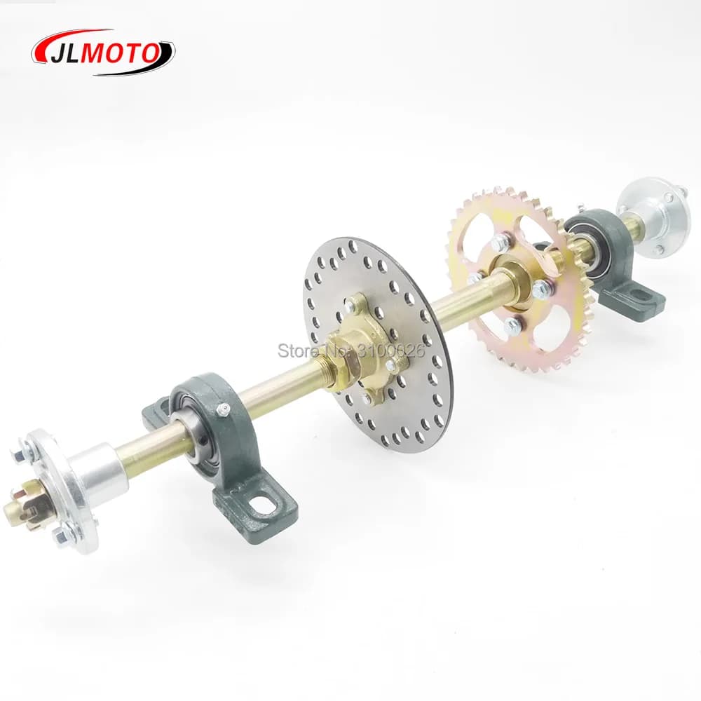 Assale Posteriore da 610mm con 428 # Pignone 37T, disco freno 160mm, cuscinetto UCP204, mozzo ruota M8*3, adatto per parti di fai-da-te per UTV, ATV, buggy, bici.