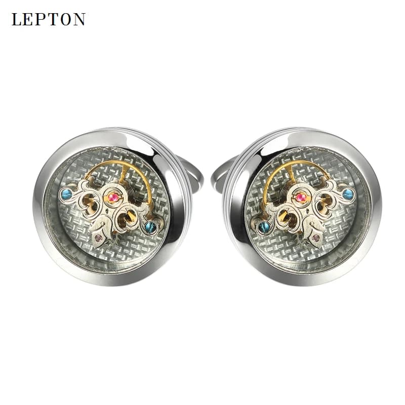Gemelli da Uomo con Movimento Tourbillon Squisito, Meccanismo a Ingranaggi Steampunk, per Sposo, Matrimonio, Gemelli Orologio, Relojes Gemelos