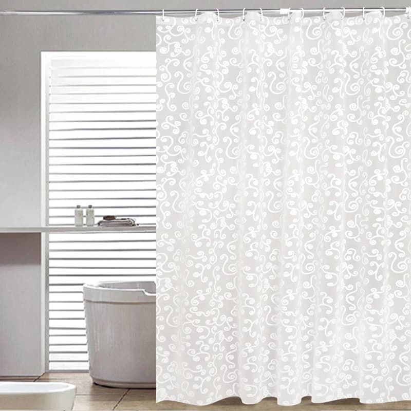 Semplice Tenda della Vasca Da Bagno Bianco Geometrico Stampato Protezione PEVA Tende da Doccia Impermeabile di Plastica Della Muffa A Prova di Prodotti Per Il Bagno
