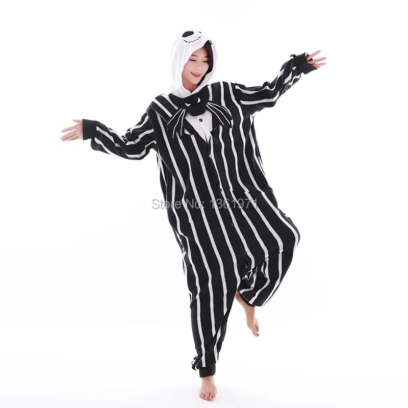 HKSNG Pigiama Invernale per Adulti a Forma di Scheletro, Kigurumi, Costume da Teschio per Halloween, Abbigliamento per Feste