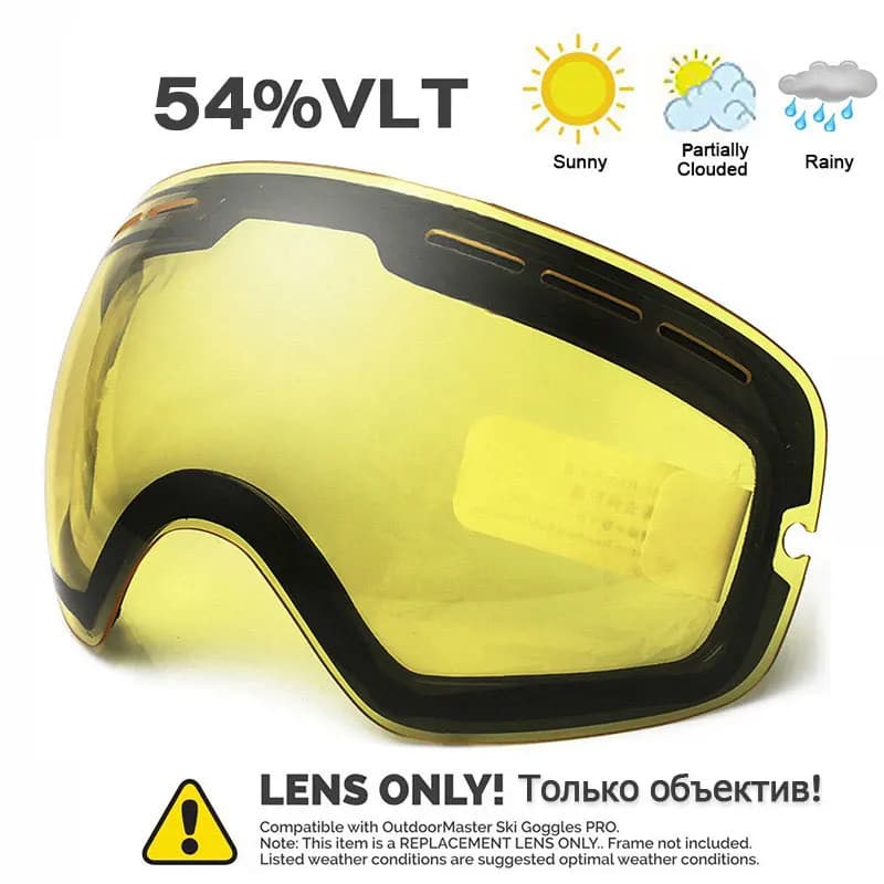 Occhiali da sci Solo lenti Sport invernali sulla neve con antiappannamento per uomo Donna Sci giovanile Maschera da pattinaggio SOLO LENTE
