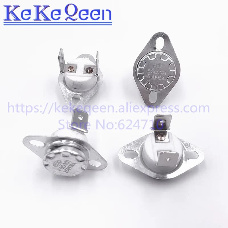 KSD301 250V 10A/16A 40 45 50 55 60 65 70 75 80 85 90 95 ~ 130 gradi Celsius 90 piedi angolari Normalmente chiuso Interruttore di controllo termico