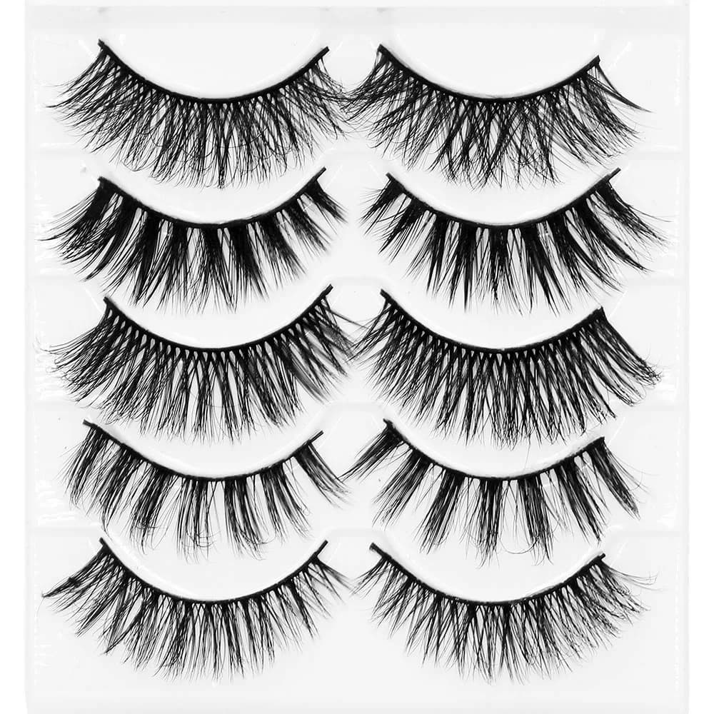 Kimcci 5 pairs Mix di Stile di 3D Effetto Ciglia di Visone 100% Cruelty Trasporto Ciglia Fatto A Mano Riutilizzabile Ciglia Naturali Popolare Falso Ciglia