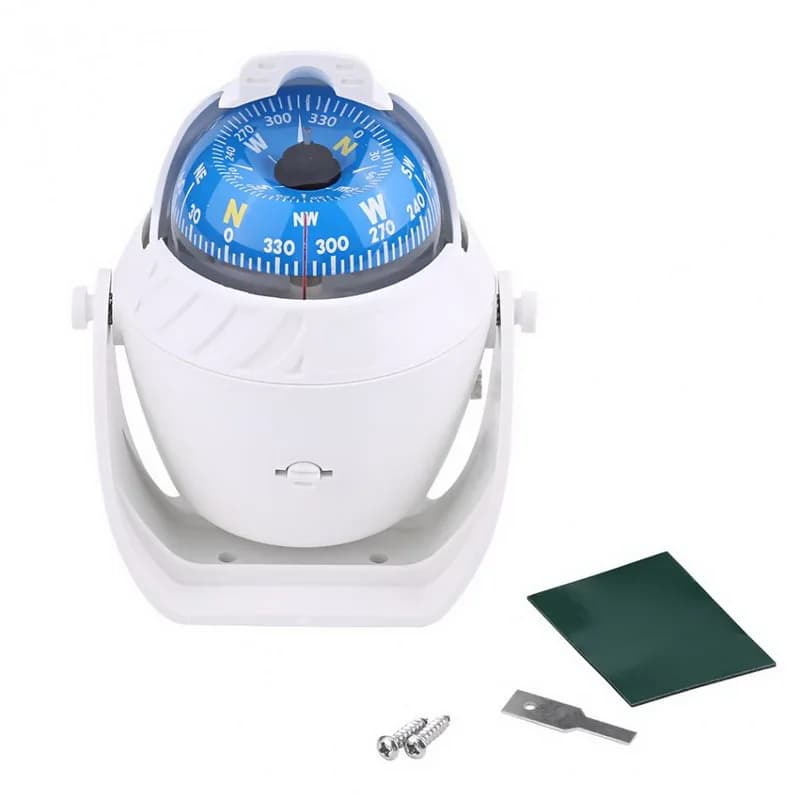 1 pezzo bianco LED luce bussola di navigazione elettronica attrezzatura da campeggio con luce bussola guida palla per auto veicolo barca marina