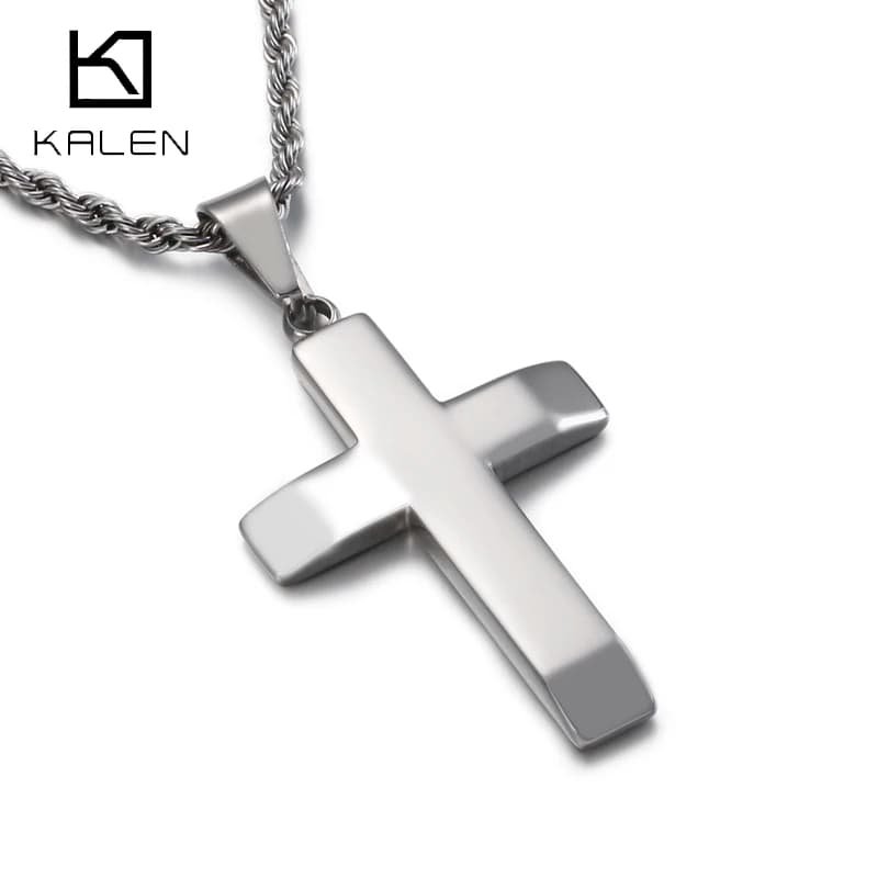 Kalen New Link Chain Homme Cross Choker Stainless Steel 36*25mm Pendant Necklaces For Men Party Jewelry Collares Kolye