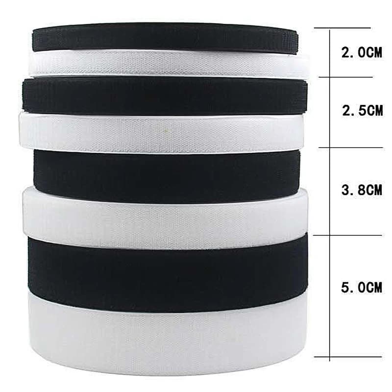16/20/25/30/38/50/100mm * 5m/paia Nastro adesivo di fissaggio Gancio e anello Striscia di nastro magico bianco nero Senza colla Accessorio per cucire