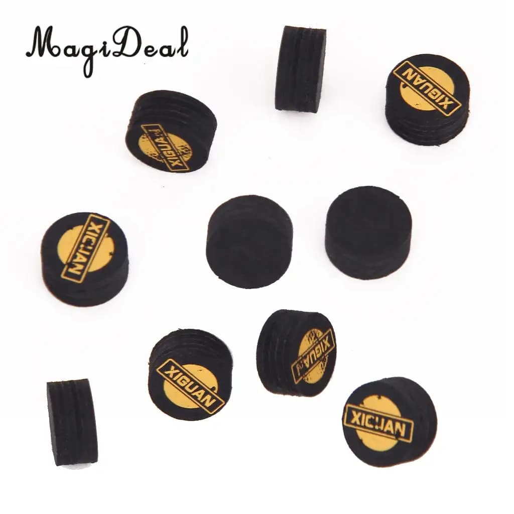 MagiDeal Brand New 10Pcs 14 millimetri Nero 5 Strati di Cuoio Biliardo Snooker Pool Cue Tip di Ricambio Amico Regali Snooker forniture