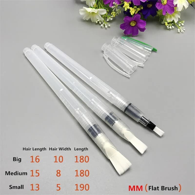 180mm Flat Nib Brush Pen Watercolor Writing Painting Tool School Office Supply Student Artist Calligraphy Stationery Br5
