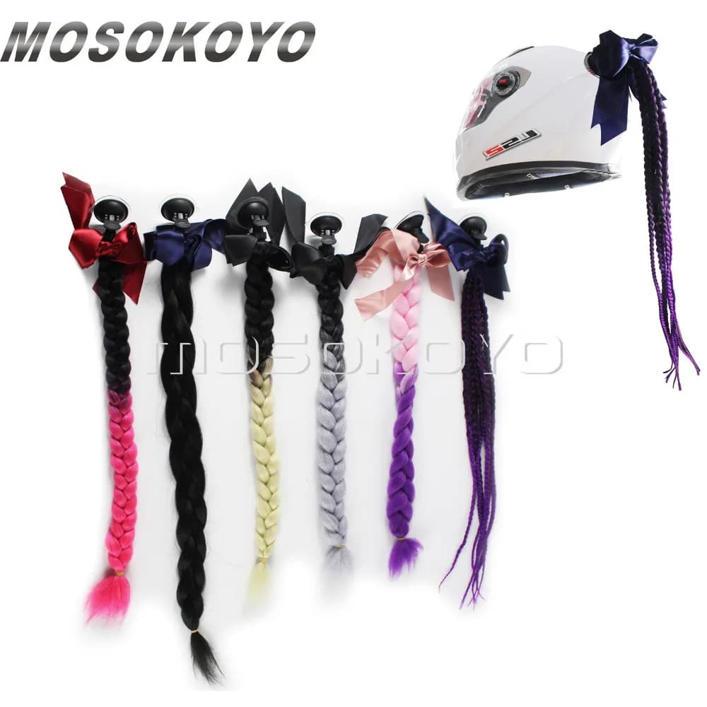 Donne del motociclo Casco Twist Trecce Coda di Cavallo Sporco Rampa di Pendenza Coda di Maiale Capelli Punk Free Style Biker Casco Decorazione
