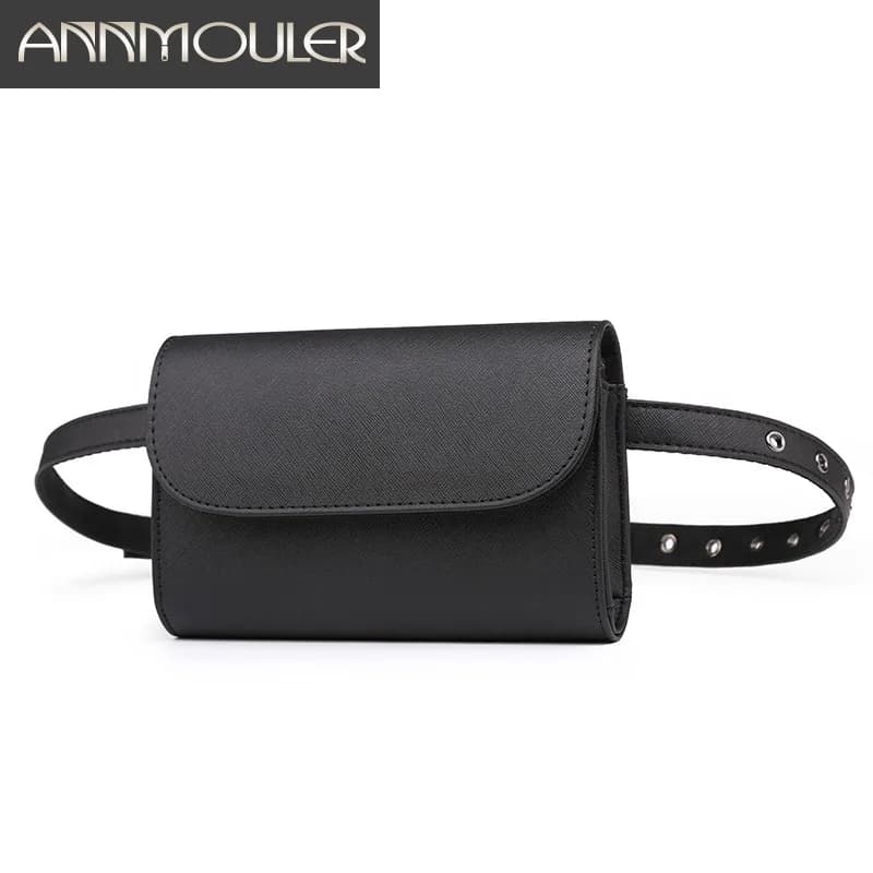 Annmouler Marsupi in tinta unita Marsupio piccolo alla moda da donna Marsupio nero con marsupio regolabile per ragazze Marsupio Bum