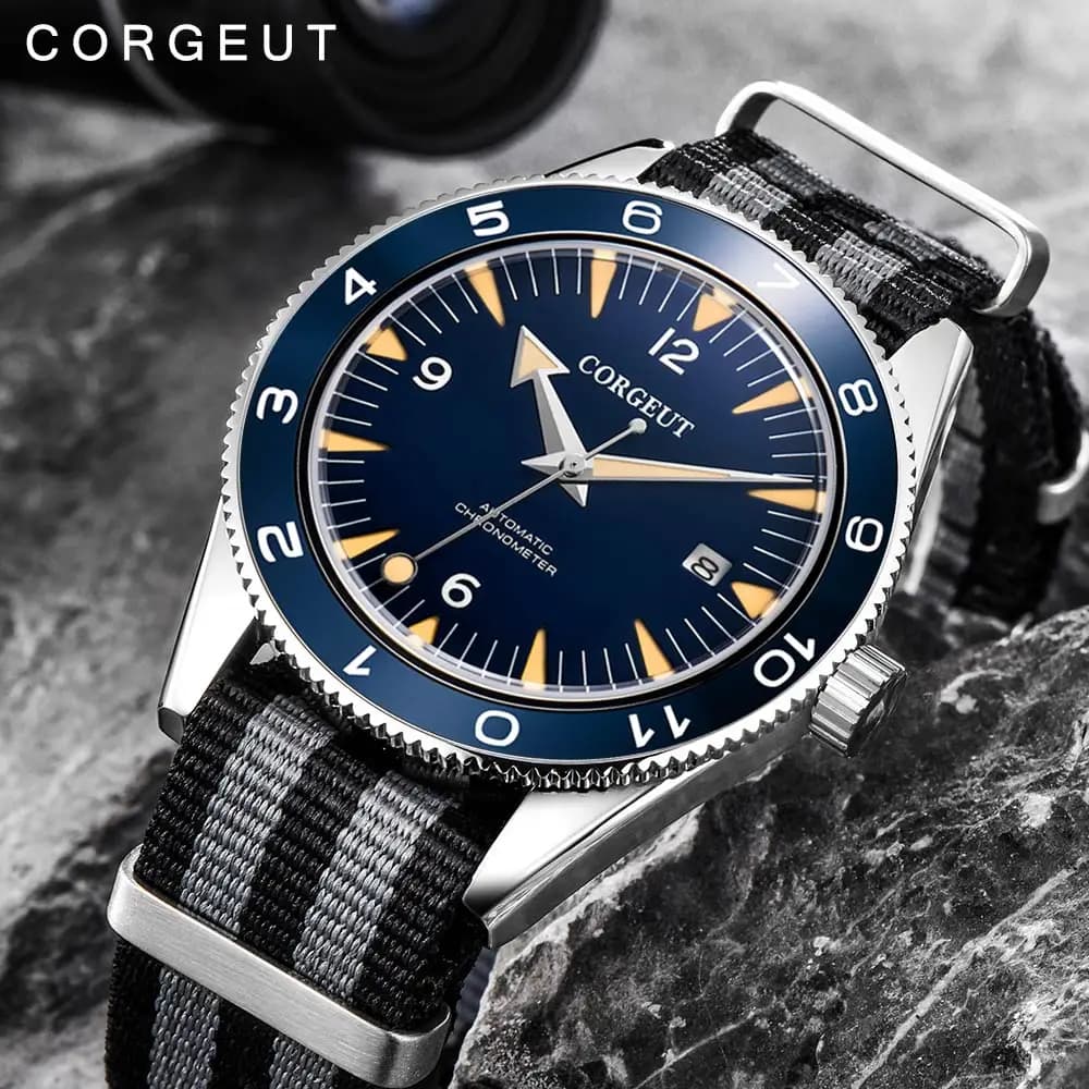 Corgeut Luxury Brand Seepferdchen orologio meccanico militare da uomo automatico Sport MIYOTA 8215 orologi da polso meccanici in pelle