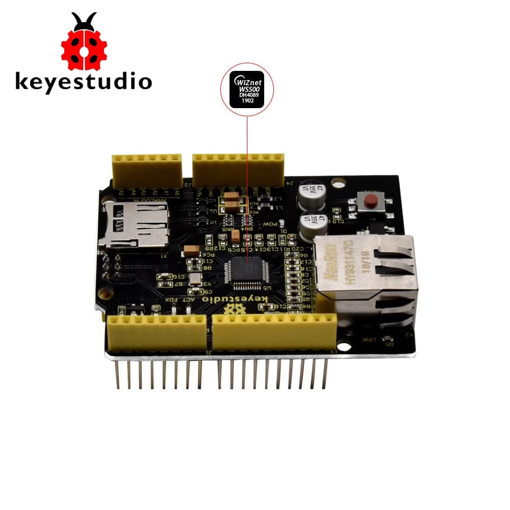 Scheda di espansione di controllo Ethernet Keyestudio W5500 Ethernet Shield per Arduino (senza POE)