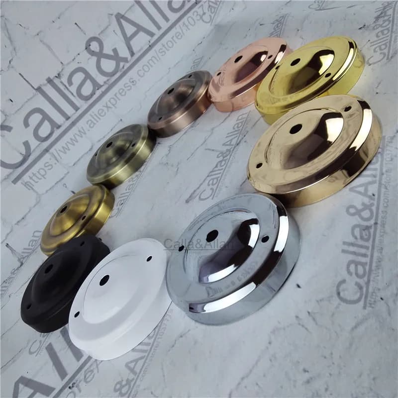 Ordine campione di D105mmX30mm 9 colori finitura piastra da soffitto in ferro Lampada a sospensione fai da te baldacchino supporto da soffitto in metallo nero