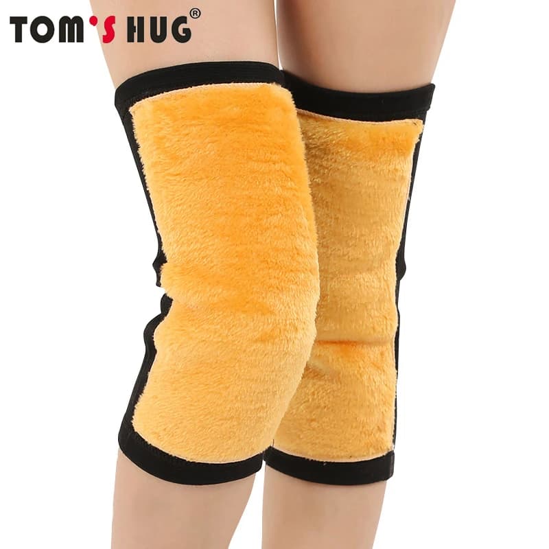 Tom's Hug Brand supporto per ginocchiera in velluto dorato Protect 1 pz Plus ginocchiera calda in velluto ciclismo palestra ginocchiera sportiva elastica