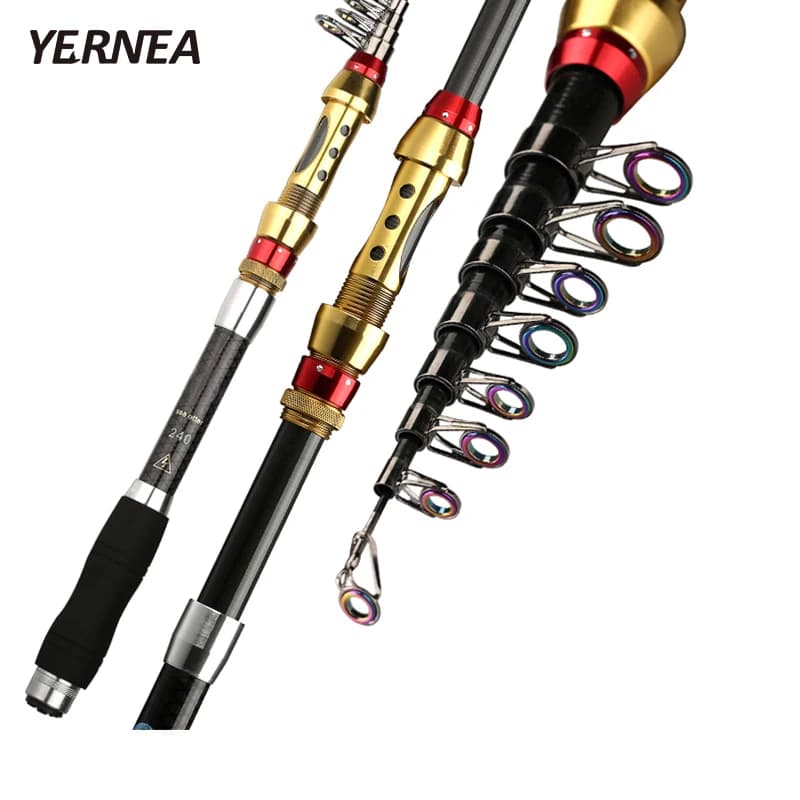 Nuove Canne da Pesca Telescopiche in Fibra di Carbonio 99% per Acque Basse, 1.8-3.6M, Attrezzatura da Pesca Spinning